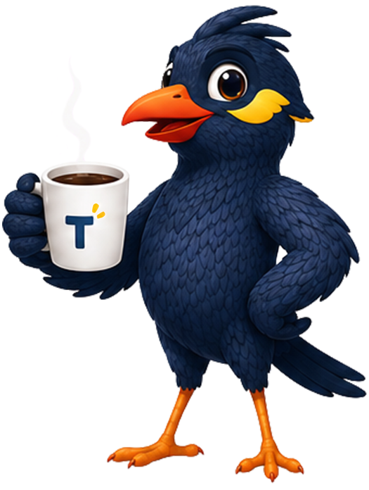 Teo, the myna bird who guides the TeoBeo German course